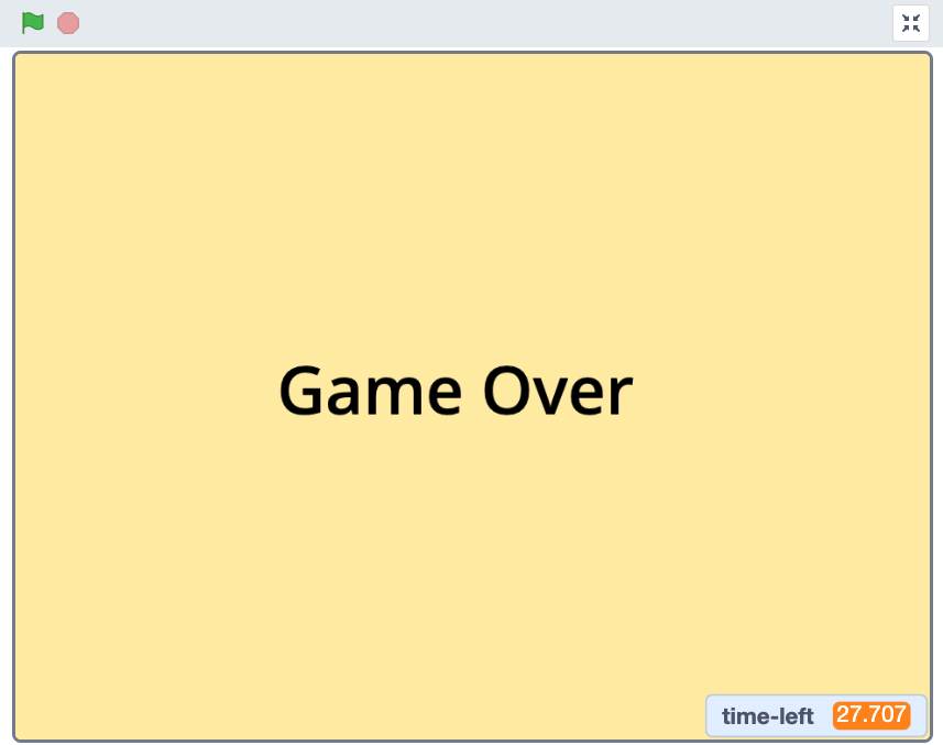 Game over sign of Scratch game 'Cat vs Columns'
