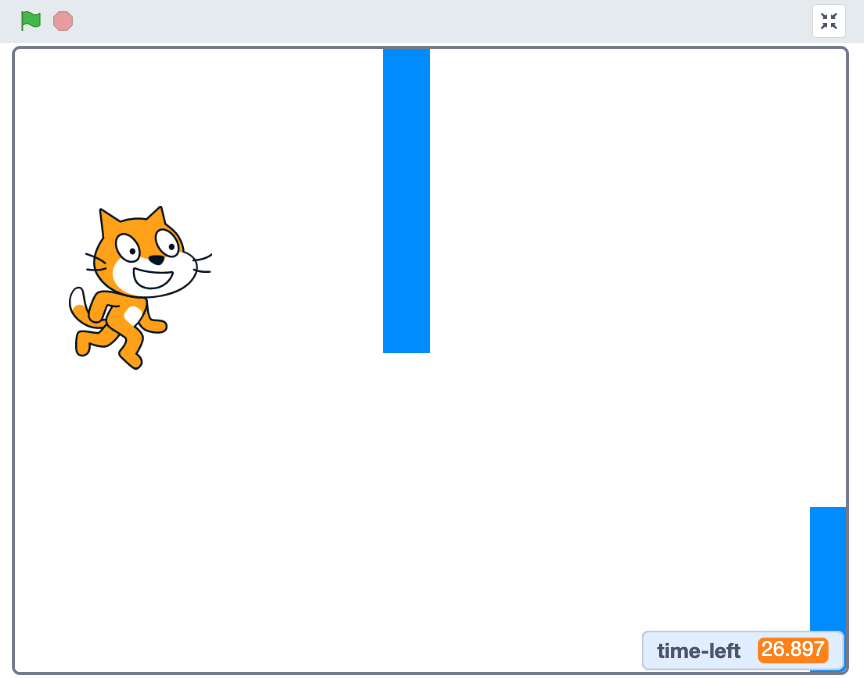 Scratch 游戏“猫和立柱”的进行界面