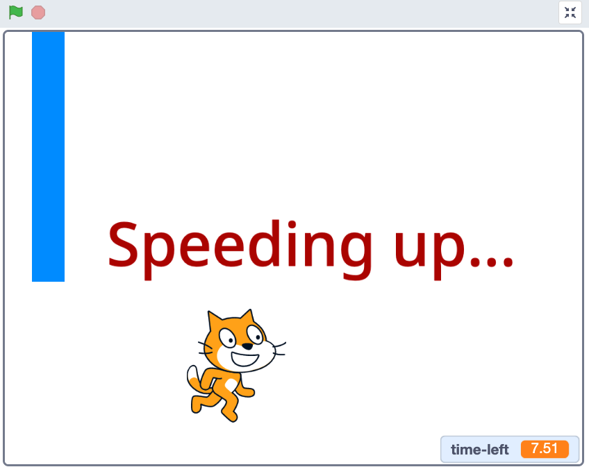 Scratch 游戏“猫和立柱”的加速提示界面